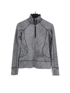 LULULEMON Rush Hour 1/2 Zip Running Luon Spray Jacquard White Black 4